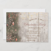 Pine Tree Branches Ornamenten Wood Kerstfeest Kaart (Voorkant)