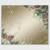 Pine Tree Branches Pine cones kerst Cadeaupapier (Vlak)