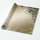 Pine Tree Branches Pine cones kerst Cadeaupapier (Uitgerold)