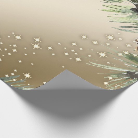 Pine Tree Branches Pine cones kerst Cadeaupapier (Hoek)