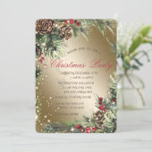 Pine Tree Branches Pinecones kerstparty Kaart (Staand voorkant)