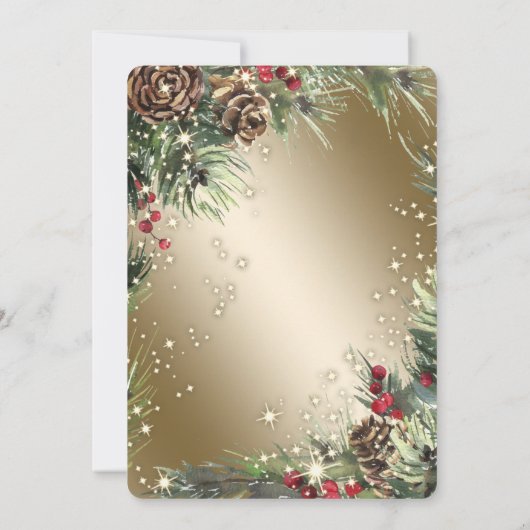 Pine Tree Branches Pinecones kerstparty Kaart (Achterkant)