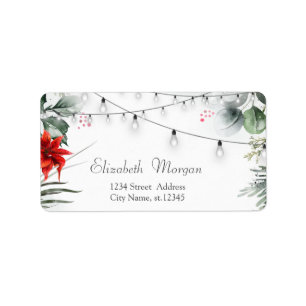 Pine Tree Branches, Poinsettia Etiket