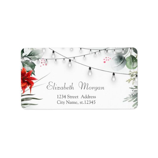 Pine Tree Branches, Poinsettia Etiket (Voorkant)