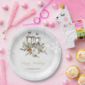 Pine Tree Branches Poinsettia  Lantaarn Papieren Bordje (Feest)