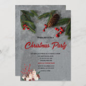 Pine Tree Branches Red Holly Berries Christmas Kaart (Voorkant / Achterkant)