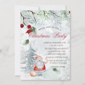 Pine Tree Branches Santa Claus Bird Kerstmis Kaart (Voorkant)