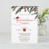 Pine Tree Branches Santa Hat, Bedrijf Kerstmis Kaart (Staand voorkant)