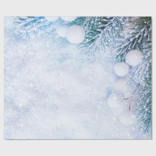 Pine Tree Branches, sneeuw Cadeaupapier (Vlak)