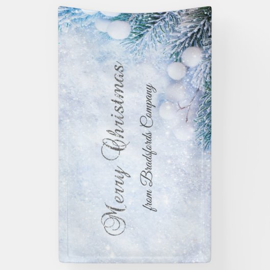 Pine Tree Branches, sneeuw Spandoek (Verticaal)