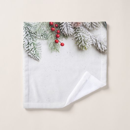Pine Tree Branches Sneeuwkerst Bad Handdoek (Wasdoekje)