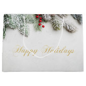 Pine Tree Branches Sneeuwkerst Groot Cadeauzakje (Voorkant)