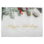 Pine Tree Branches Sneeuwkerst Groot Cadeauzakje (Achterkant)