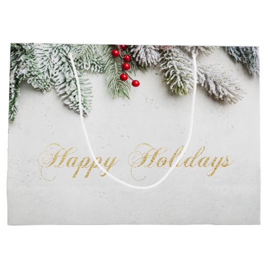 Pine Tree Branches Sneeuwkerst Groot Cadeauzakje (Achterkant)