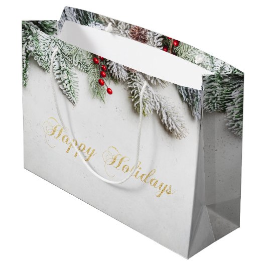 Pine Tree Branches Sneeuwkerst Groot Cadeauzakje (Achterkant Gekanteld)