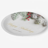 Pine Tree Branches Sneeuwkerst Papieren Bordje (Gekanteld)