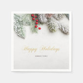 Pine Tree Branches Sneeuwkerst Servet (Voorkant)