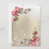 Pine Tree Branches Snowflakes Gold Party Kaart (Achterkant)