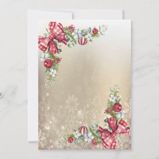 Pine Tree Branches Snowflakes Gold Party Kaart (Achterkant)