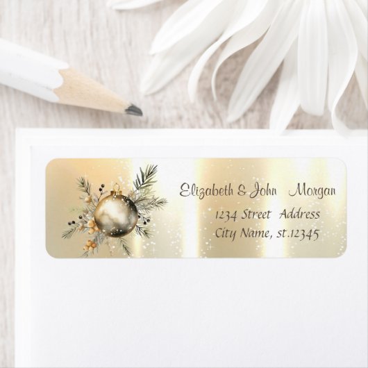 Pine Tree Branches Waterverf Kerstbal Etiket (Insitu)