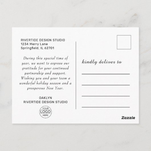 Pine Tree Business Logo Zakelijke vakantie Briefkaart (Achterkant)