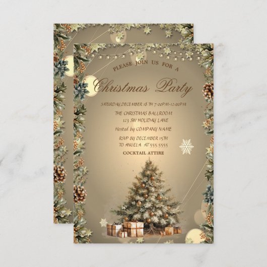 Pine Tree, Cadeaus Pine cones Christmas Company Kaart (Voorkant / Achterkant)