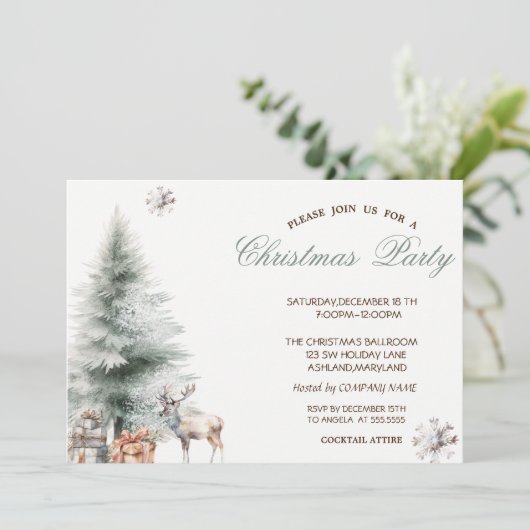 Pine Tree Cadeaus Rendier Kerstfeest Kaart (Staand voorkant)