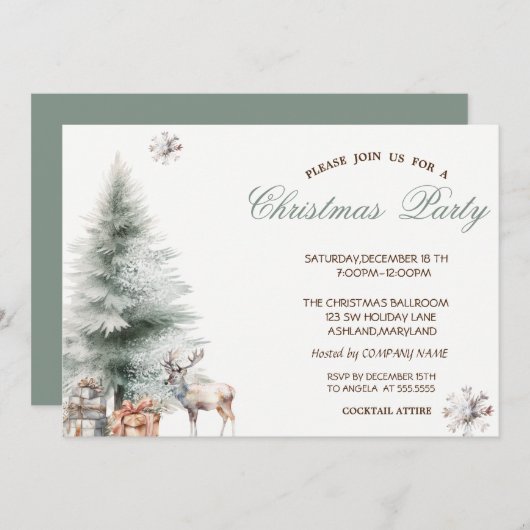 Pine Tree Cadeaus Rendier Kerstfeest Kaart (Voorkant / Achterkant)