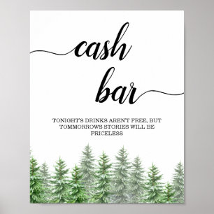 Pine Tree Calligrafie Cash Bar Poster