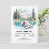 Pine Tree Campout Expeditie Uitnodiging Verjaardag (Staand voorkant)