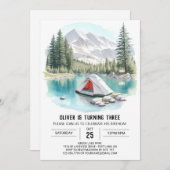 Pine Tree Campout Expeditie Uitnodiging Verjaardag (Voorkant / Achterkant)