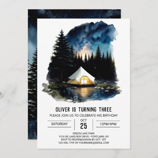 Pine Tree Campout Journey Verjaardag Kaart (Voorkant / Achterkant)