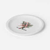 Pine Tree Candy Cane Red Christmas Papieren Bordje (Gekanteld)