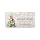 Pine Tree Cats Glittery Bokeh Etiket (Voorkant)