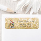 Pine Tree Cats, Gold Glittery Bokeh Etiket (Insitu)