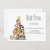 Pine Tree Cats Nieuw adres Aankondigingskaart (Voorkant / Achterkant)