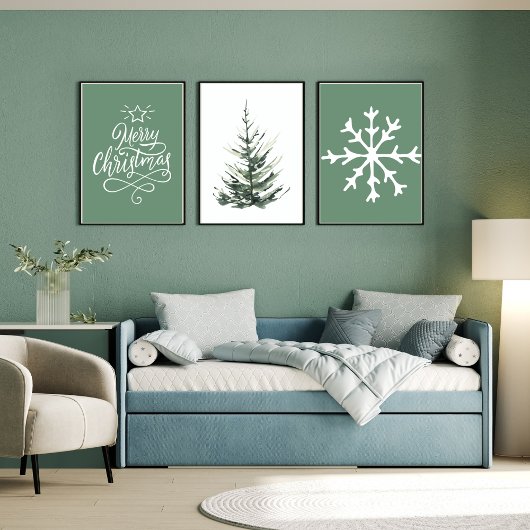 Pine tree Christmas aquarel Poster