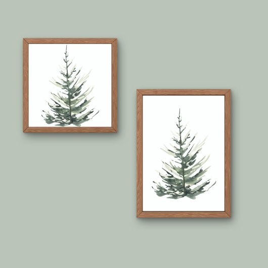 Pine tree Christmas aquarel Poster