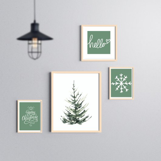 Pine tree Christmas aquarel Poster