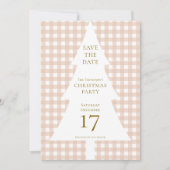 Pine Tree Christmas Cream Gingham Bewaar de datum Kaart (Voorkant)