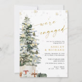 Pine Tree Christmas Engagement Party Uitnodiging (Voorkant)