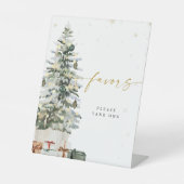 Pine Tree Christmas Favors Sign Reclamebord Met Voetstuk (Voorkant)