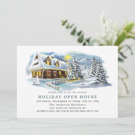 Pine Tree CHRISTMAS HOLIDAY OPEN HOUSE Kaart (Staand voorkant)