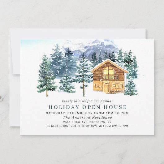 Pine Tree CHRISTMAS HOLIDAY OPEN HOUSE Kaart (Voorkant)