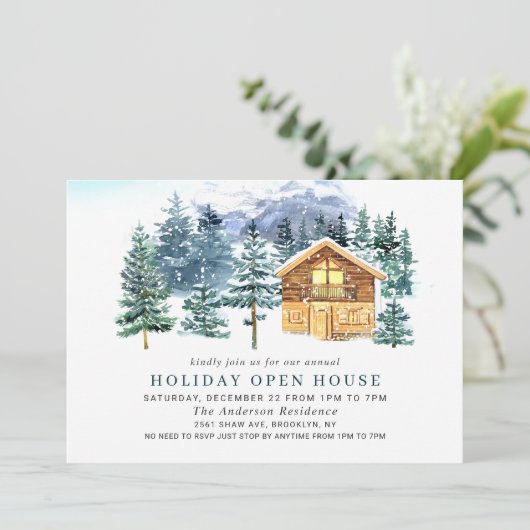 Pine Tree CHRISTMAS HOLIDAY OPEN HOUSE Kaart (Staand voorkant)