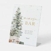 Pine Tree Christmas Mimosa Bar Sign Reclamebord Met Voetstuk (Voorkant)