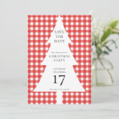 Pine Tree Christmas Red Gingham Bewaar de datum Kaart (Staand voorkant)