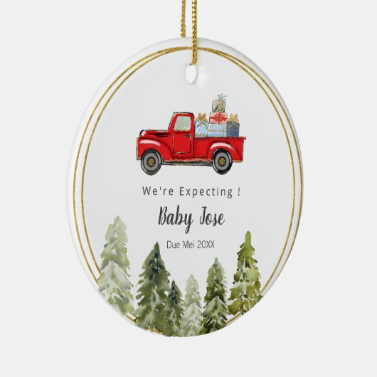 PINE TREE Christmas Truck We re Expecting Parents Keramisch Ornament (Rechts)