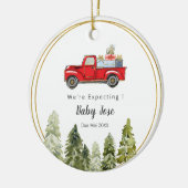 PINE TREE Christmas Truck We re Expecting Parents Keramisch Ornament (Links)