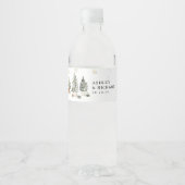Pine Tree Christmas Water Bottle Label Waterfles Etiket (Voorkant)